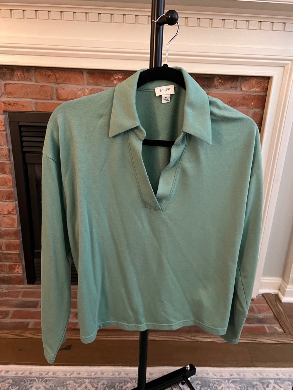 J. Crew Factory Mint Green Long-Sleeve Polo Top